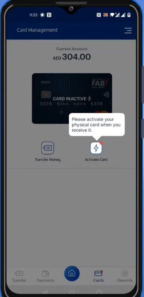 Click the ‘Activate Card’