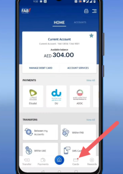 Click on “Cards” at the bottom